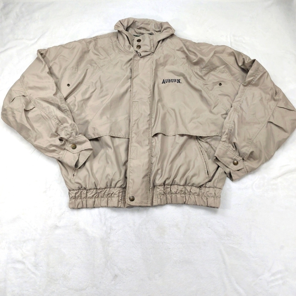 MV SPORT MENS VINTAGE AUBURN TAN BROWN ZIP UP WINDBREAKER JACKET SIZE XL